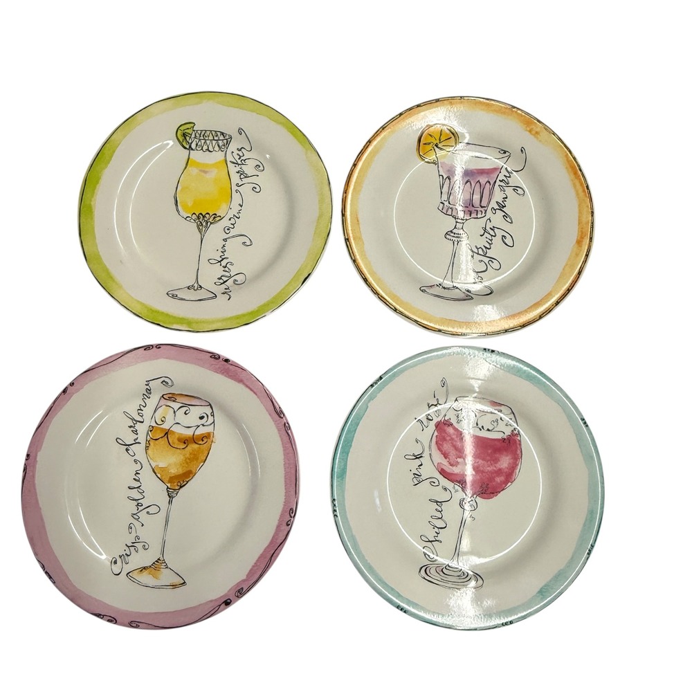 Rosanna Set of 4‎ Cocktail Drink Dessert Salad Appetizer Plates